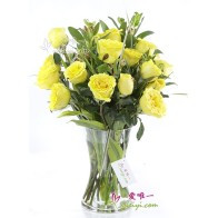 The vase of yellow roses « Best wishes »
