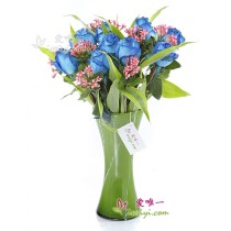 Vaso de rosas azuis « Paisagem colorida »