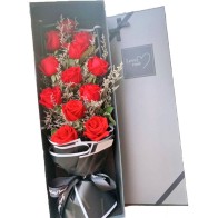 Caixa com 9 rosas vermelhas