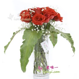 Le Vase de Roses Rouges « Amour Incandescent »