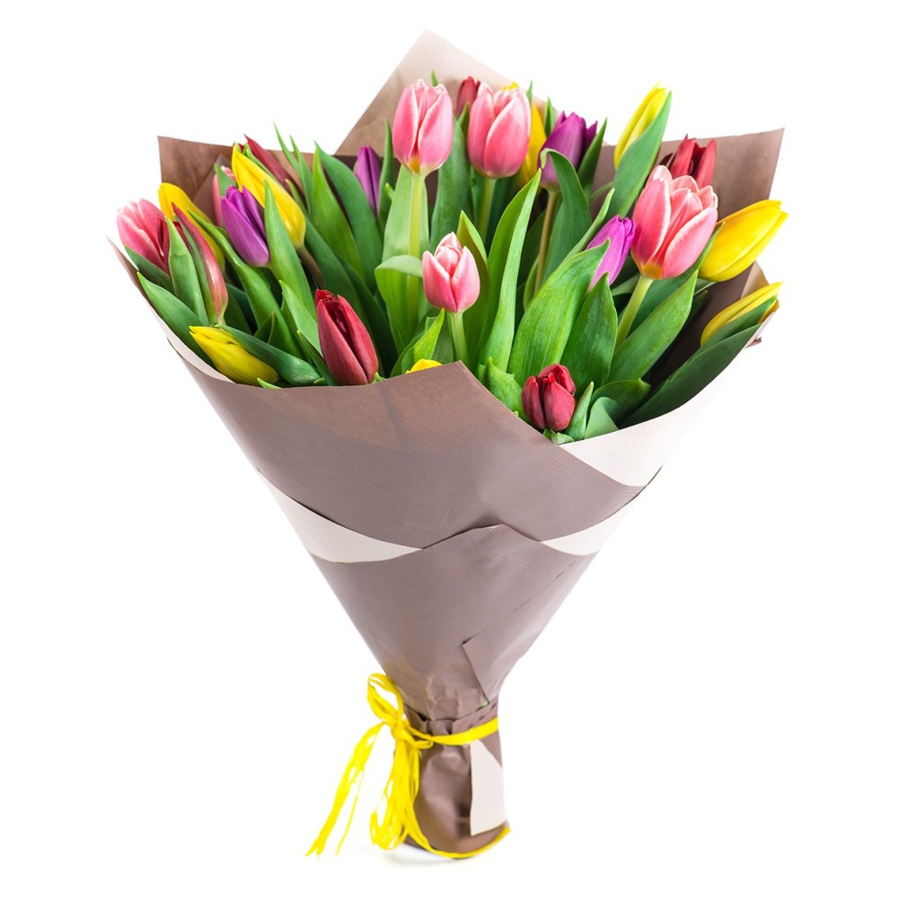 The bouquet of multicolor tulips « Fireworks of Love »