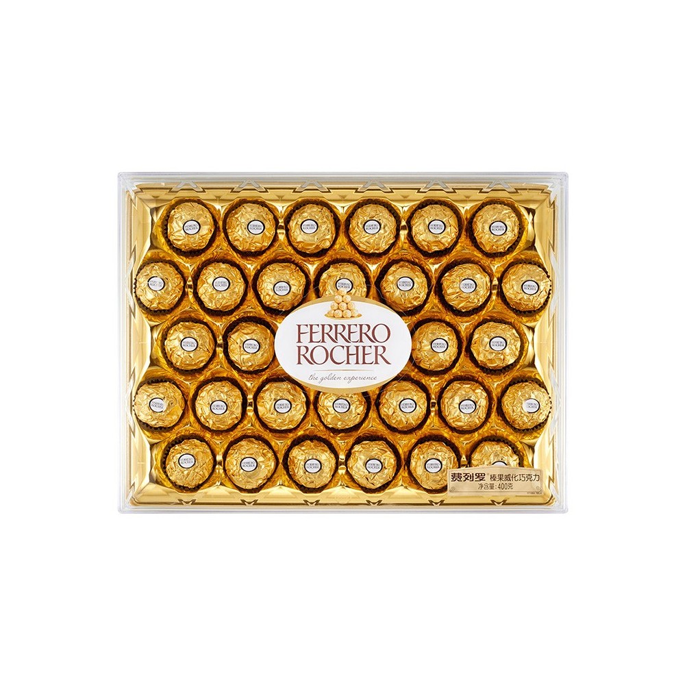 Ferrero Rocher Fine Hazelnut Chocolate One Box of 32 Pieces Ferrero Rocher Fine Hazelnut Chocolate One Box of 32 Pieces