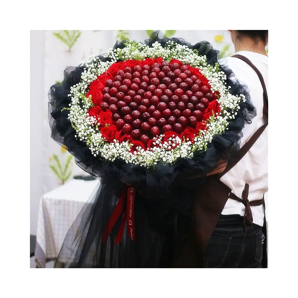 The Bouquet of 99 Cherries and Red Roses The Bouquet of 99 Cherries and Red Roses