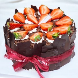 Black Forest Birthday Cake with Strawberries