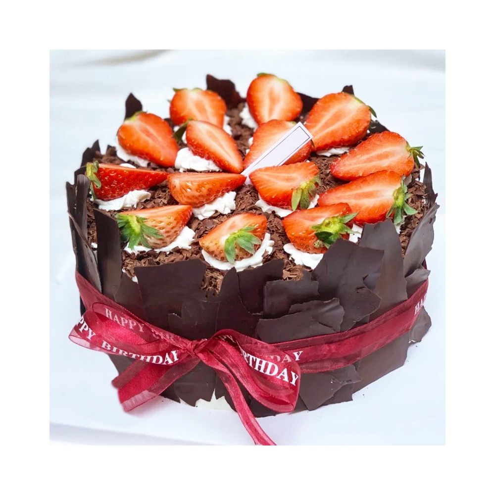 Black Forest Birthday Cake with Strawberries