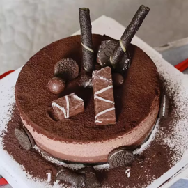 Tiramisu Mousse Birthday Cake with Oreo biscuits