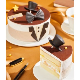 【元祖店】领带式绅士巧克力水果奶油生日蛋糕