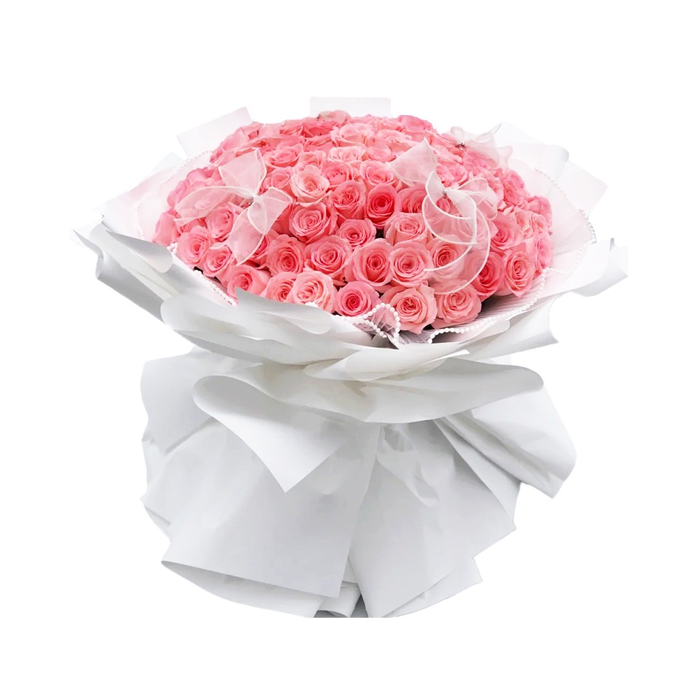 The Bouquet of 99 Pink Roses « Strong Desire »
