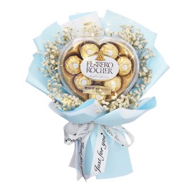 The Mini Bouquet Ferrero Rocher Chocolates Box and Gypsophila « Little Cute »