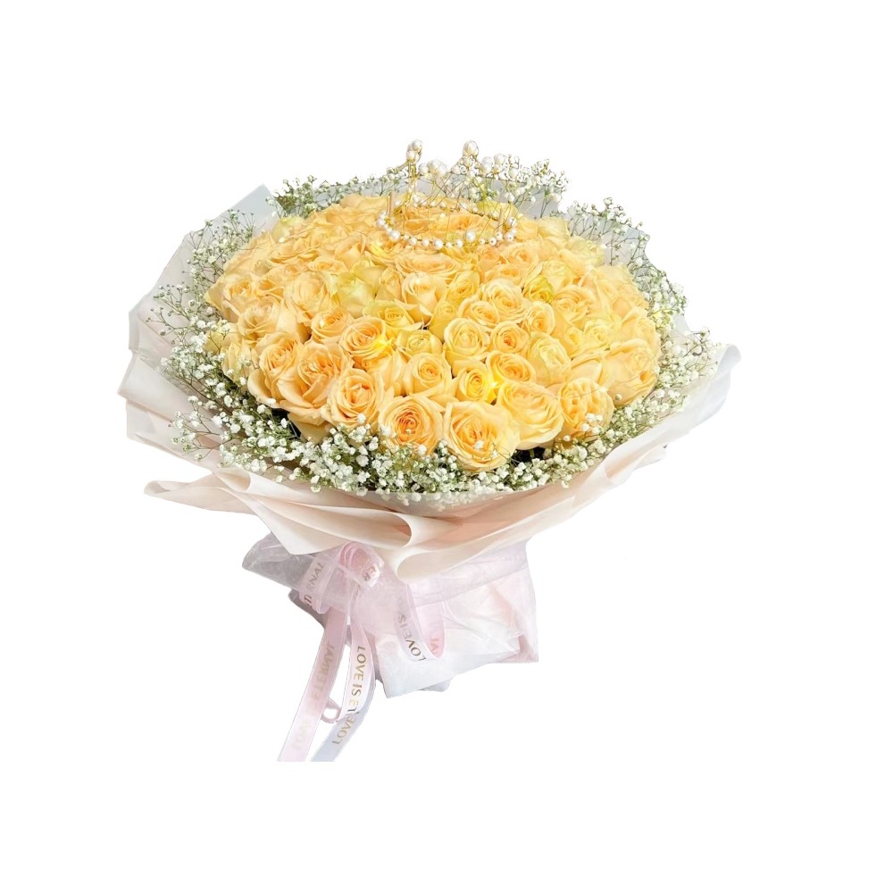 The Bouquet of 99 Champagne Roses « Lovely Autumn »