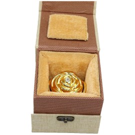 Preserved Red Rose in a Golden Color Jewelry Box