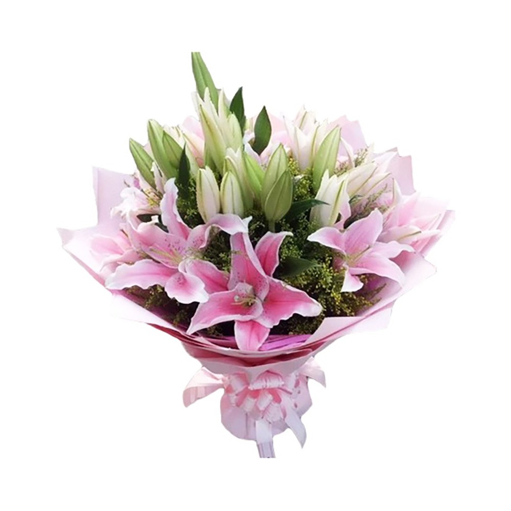 The Bouquet of Multi-Headed Fragrant Pink Lilies The Bouquet of Multi-Headed Fragrant Pink Lilies