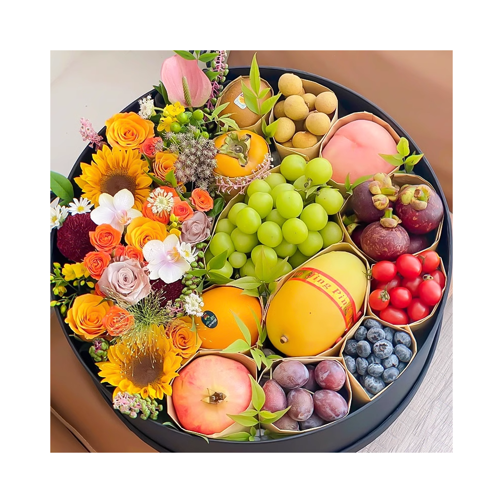 The Fruits and Flowers Round Shaped Gift Box « Spread Love »