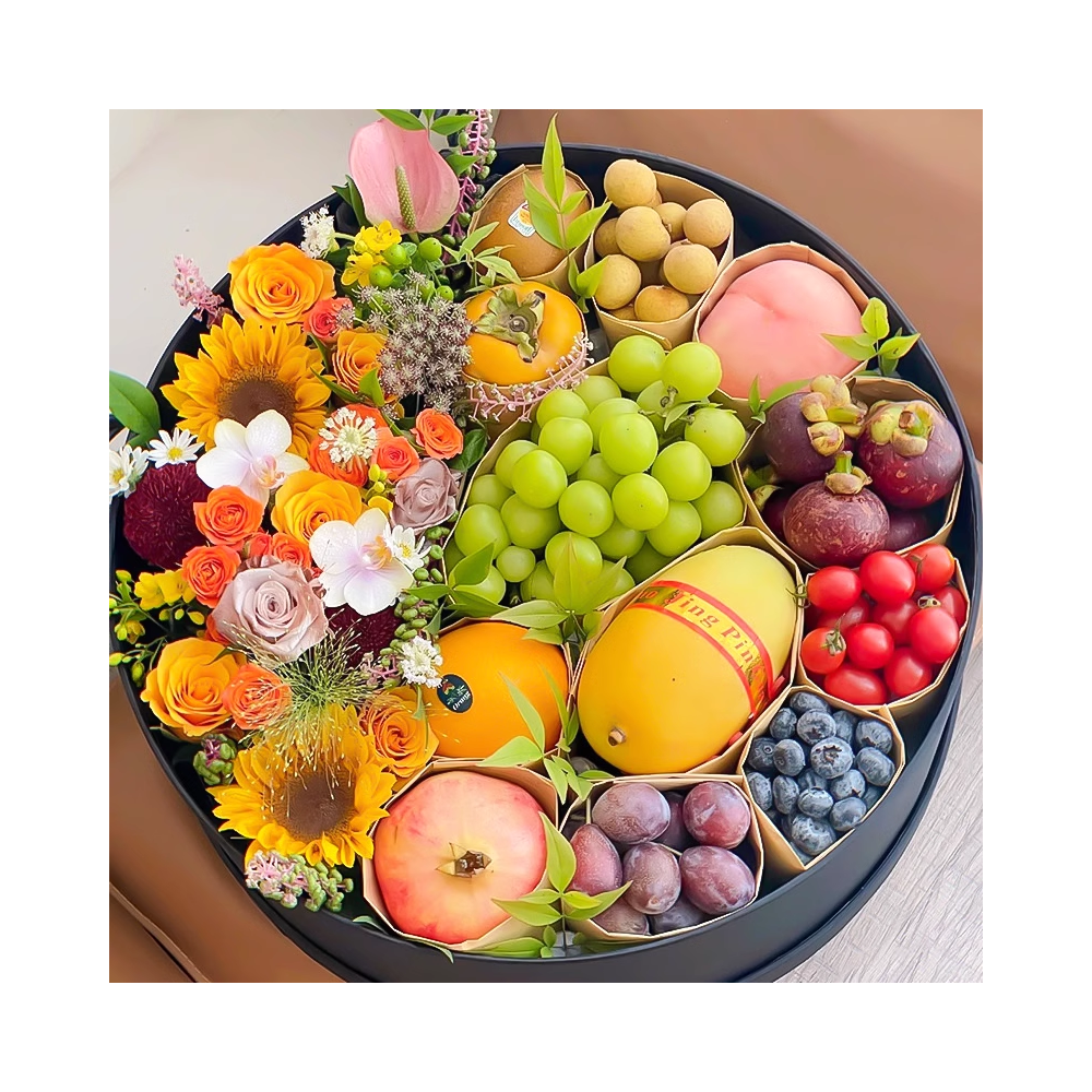 The Fruits and Flowers Round Shaped Gift Box « Spread Love » The Fruits and Flowers Round Shaped Gift Box « Spread Love »