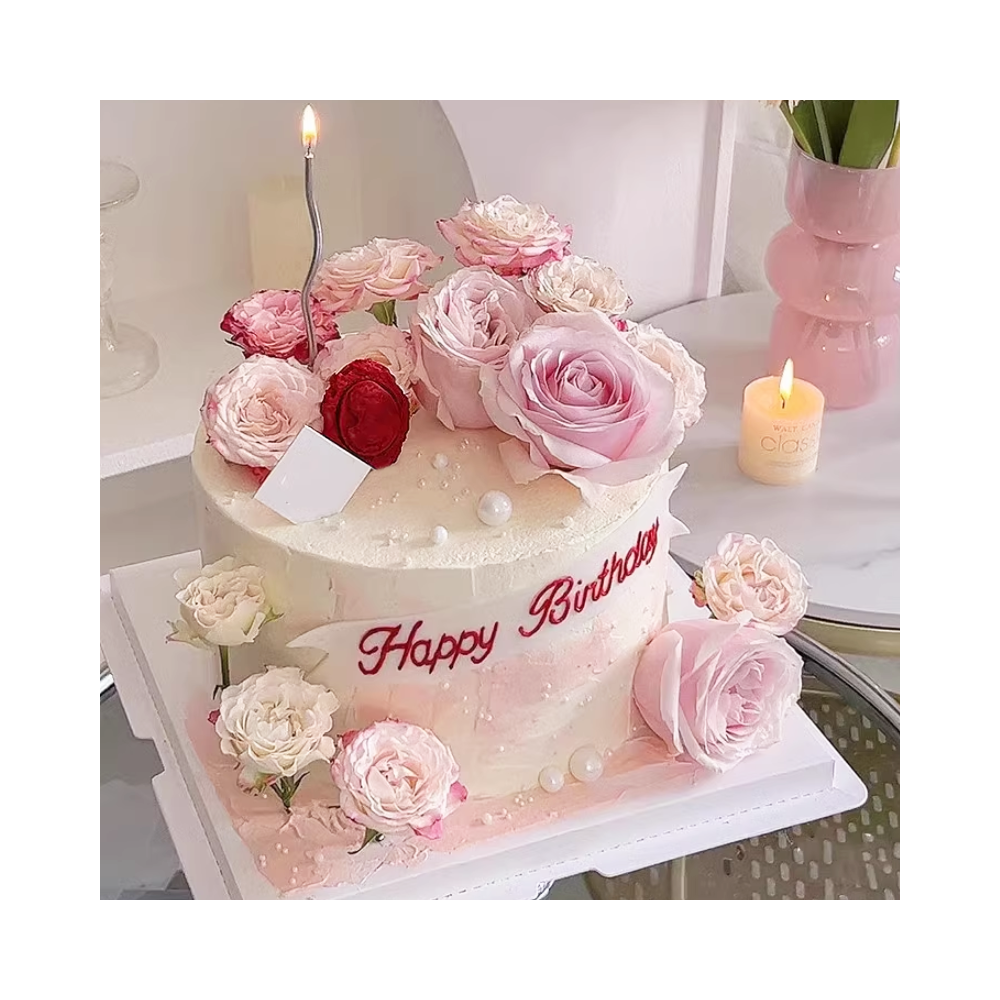 장미꽃 스타일의 둥근 생일 케이크 장미꽃 스타일의 둥근 생일 케이크