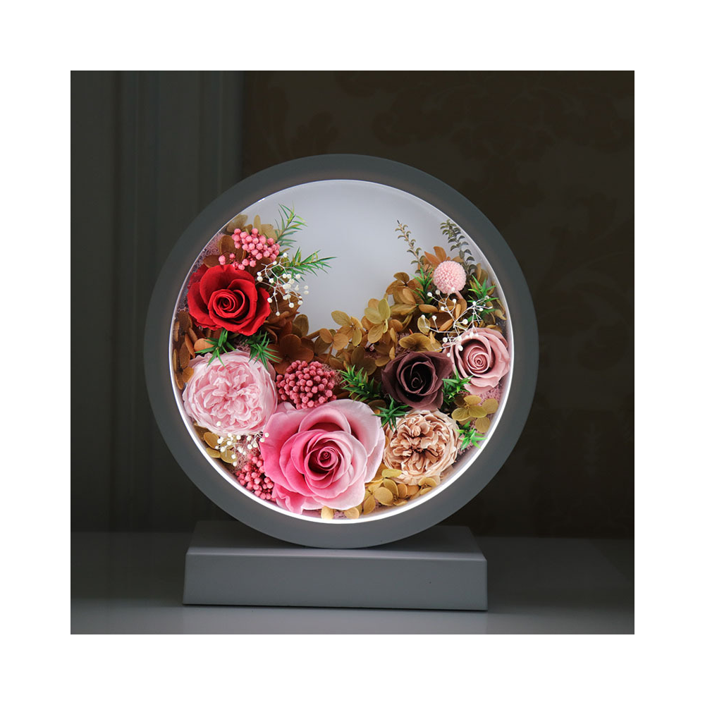 Preserved Flowers Bedside Lamp Table Gift