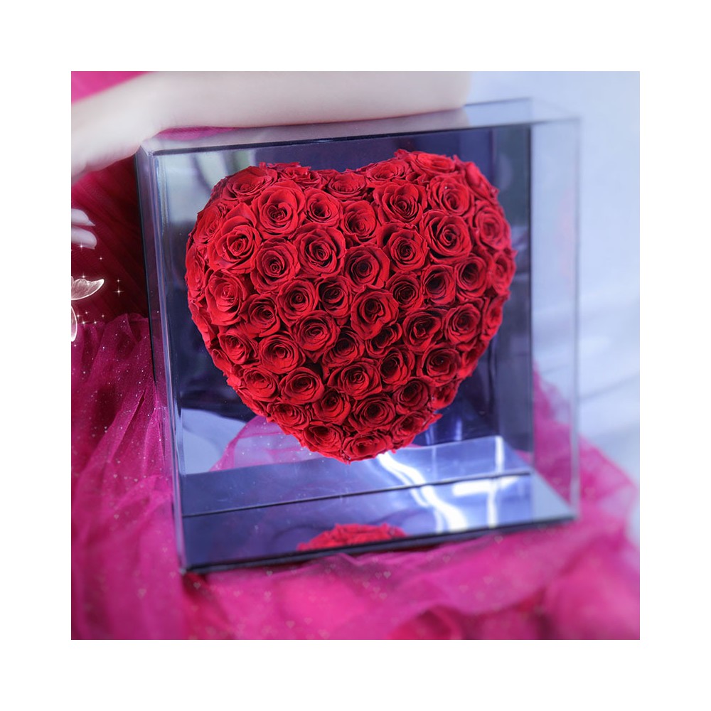 Heart Shape Preserved Roses in a Gift Box
