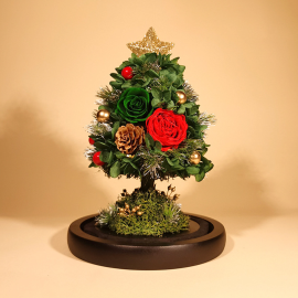 Mini Christmas Tree Composed of Preserved Flowers