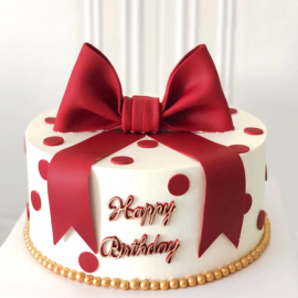 Ribbon Gift Style Holiday Celebration Birthday Cake