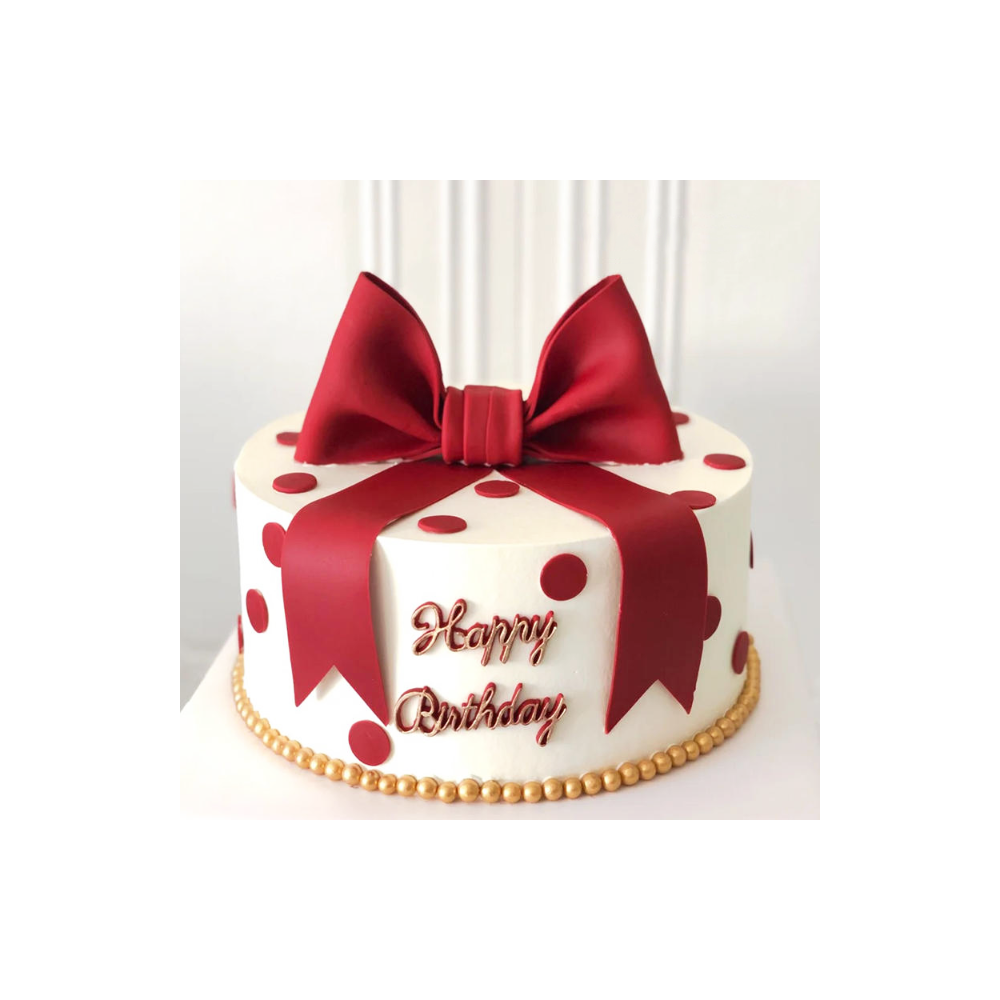 Ribbon Gift Style Holiday Celebration Birthday Cake