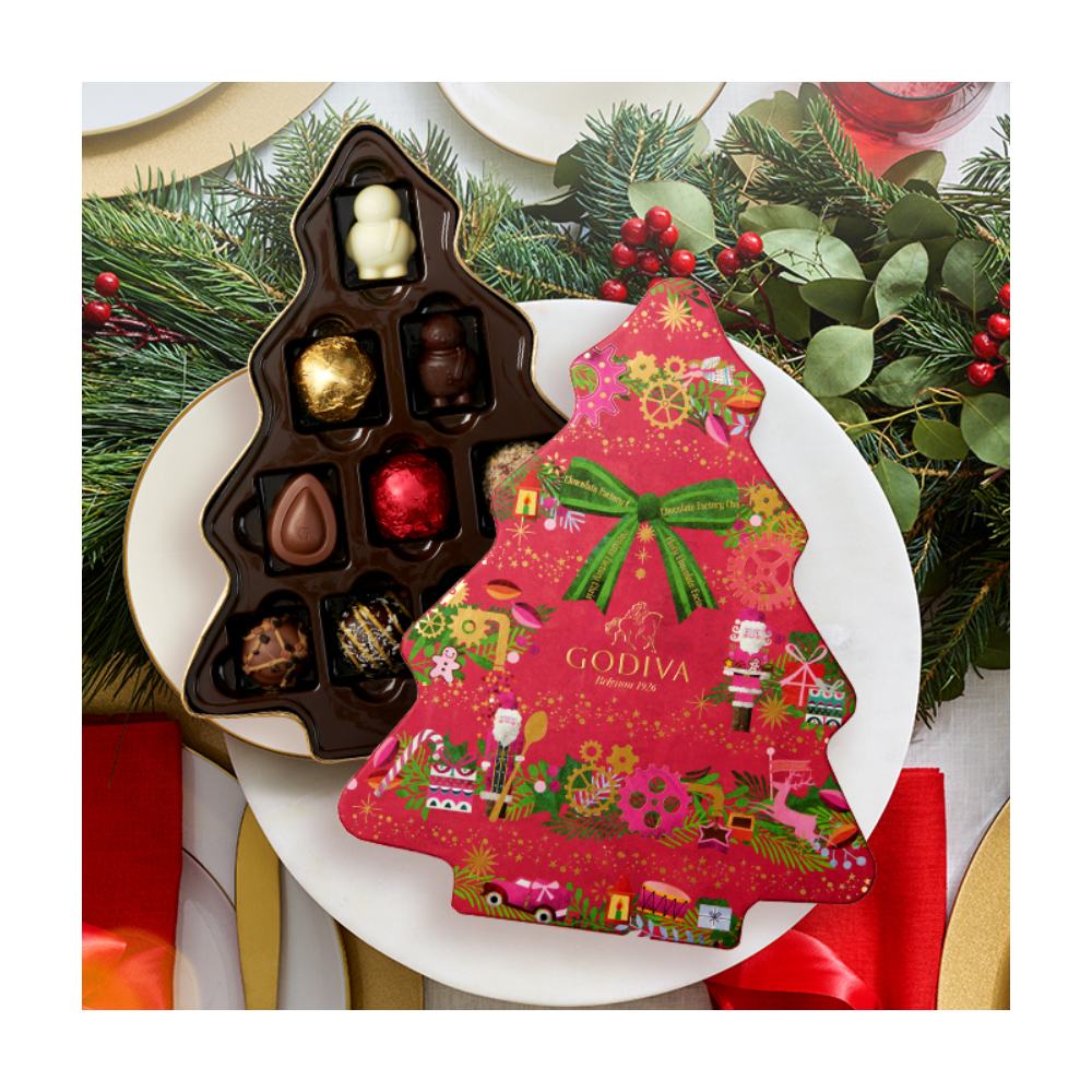 Godiva Christmas Tree Shaped Chocolates Gift Box