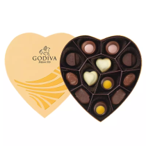 Godiva 초콜릿 하트 모양의 금색 선물 상자