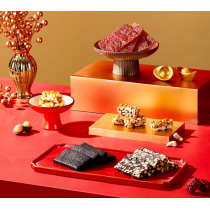 [Ganso Shop]新年零食圓形禮盒豬肉乾芝麻餅堅果