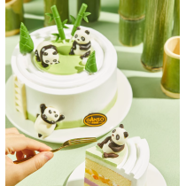 Panda Themed Round Shaped Birthday Cake