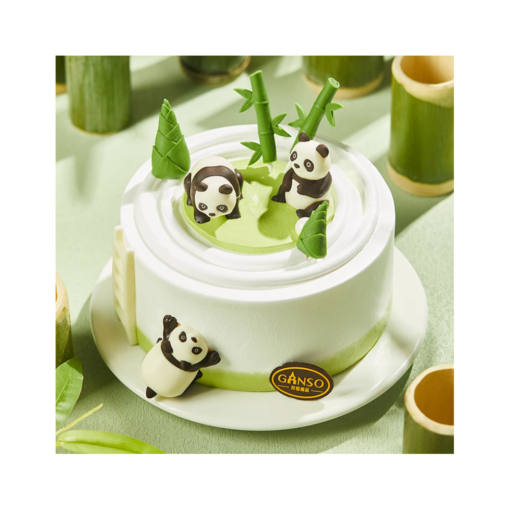 Panda Themed Round Shaped Birthday Cake