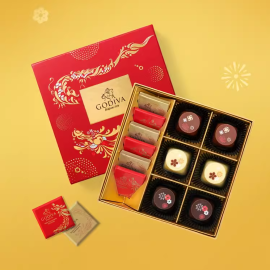 Godiva 12 Chocolats Premium Coffret cadeau de forme carré sur le thème de l'Année du Dragon du Nouvel An chinois