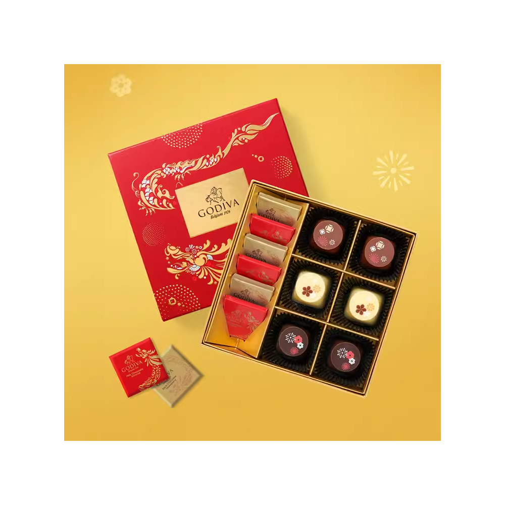 Godiva Premium Chocolates 12 Pcs Dragon Chinese New Year Themed Square Shaped Gift Box