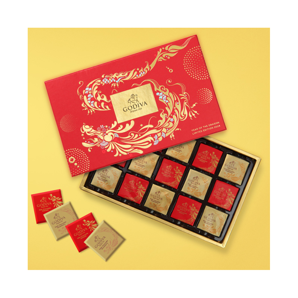 Godiva Premium Chocolates 15 Pcs Dragon Chinese New Year Themed Rectangular Shaped Gift Box