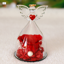 Стабилизированные цветы розы и гортензии в стеклянном куполе Angel