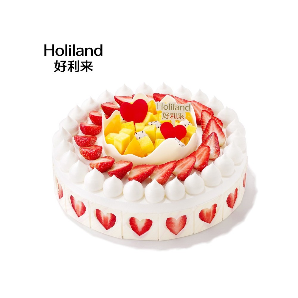 [Holiland Shop] Bolo de aniversário redondo com morangos e pitaya