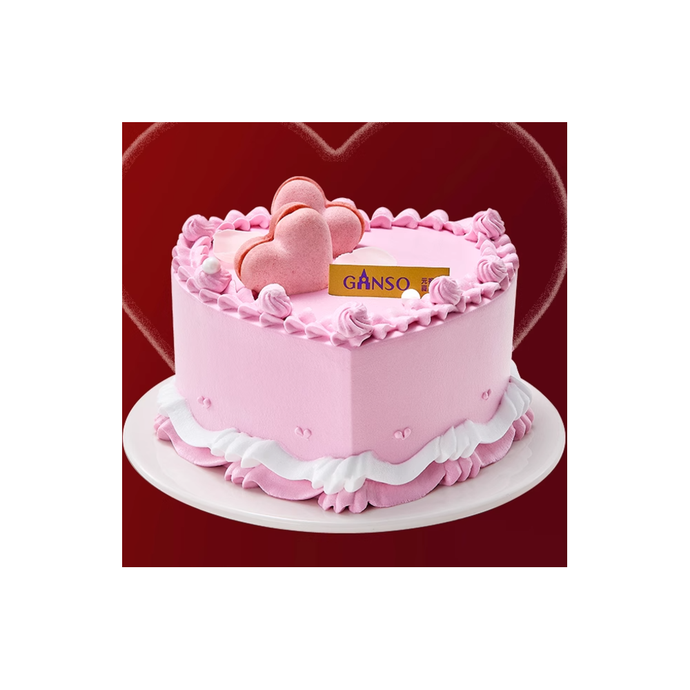 [Ganso Shop]愛情生日水果蛋糕粉紅心形