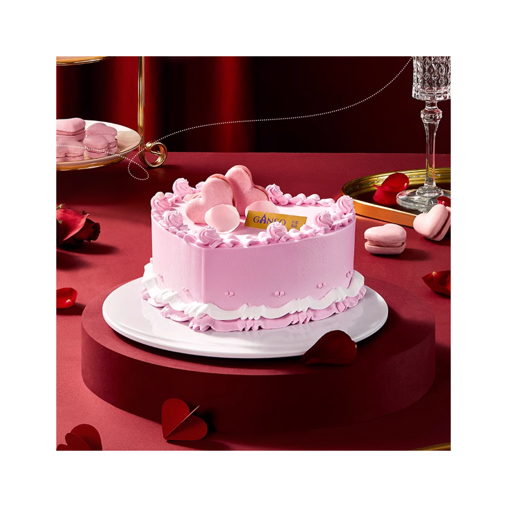Ganso Shop] Love Birthday Fruit Cake Pink Heart Shaped