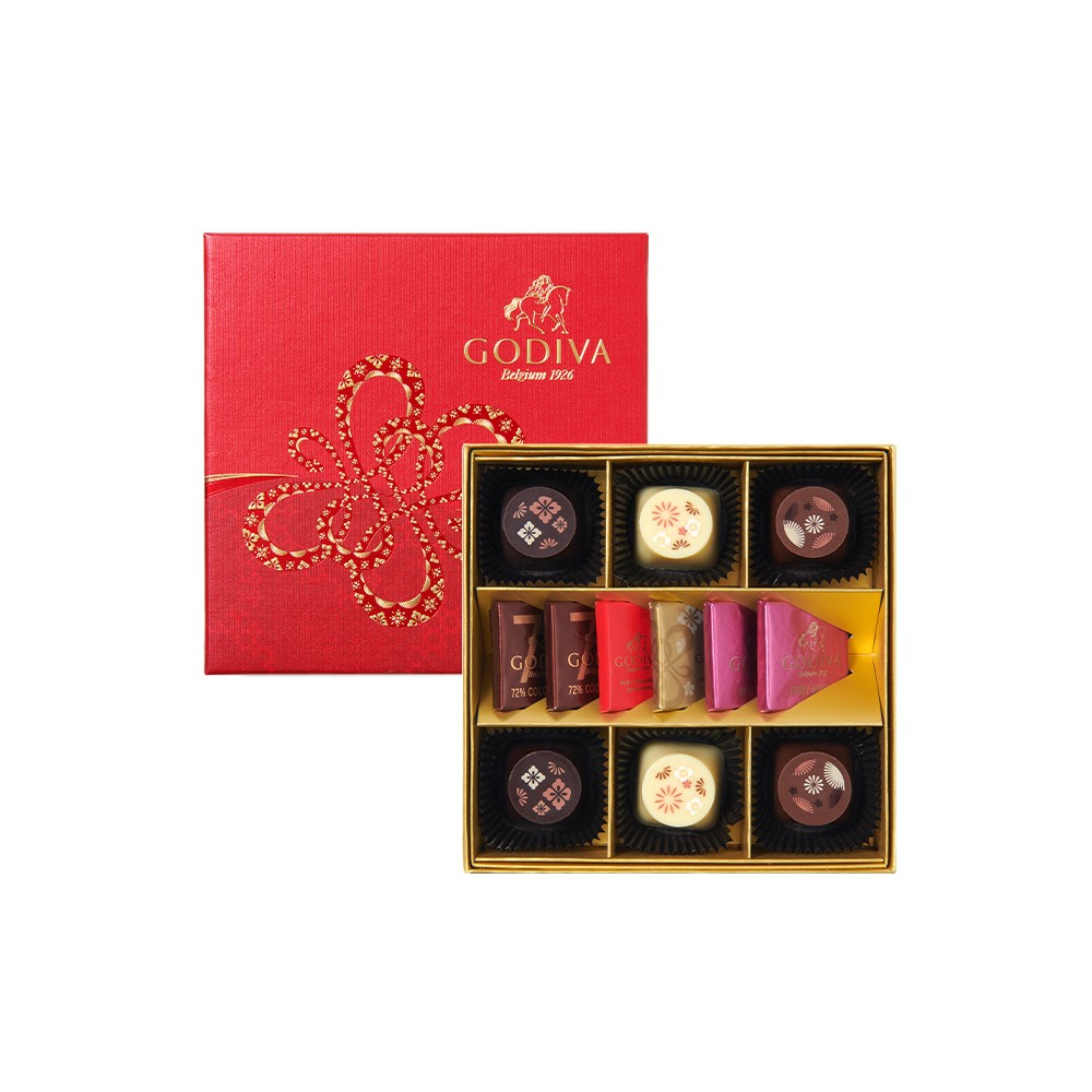 Шоколадные конфеты Godiva Premium, 12 шт., подарочная коробка квадратной формы с тематикой китайского Нового года Шоколадные конфеты Godiva Premium, 12 шт., подарочная коробка квадратной формы с тематикой китайского Нового года