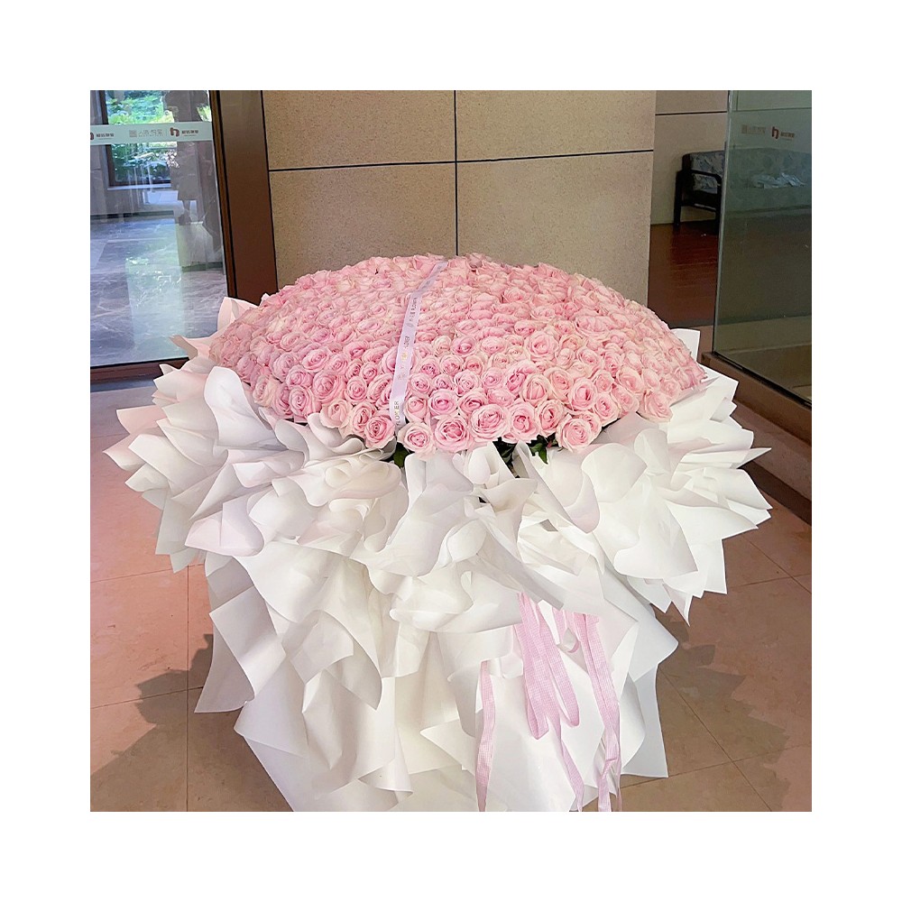 520 गुलाबी गुलाबों का गुलदस्ता « शाश्वत प्रेम का फूल »