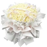 99 सफ़ेद गुलाबों का गुलदस्ता « आइवरी सेरेनेड »