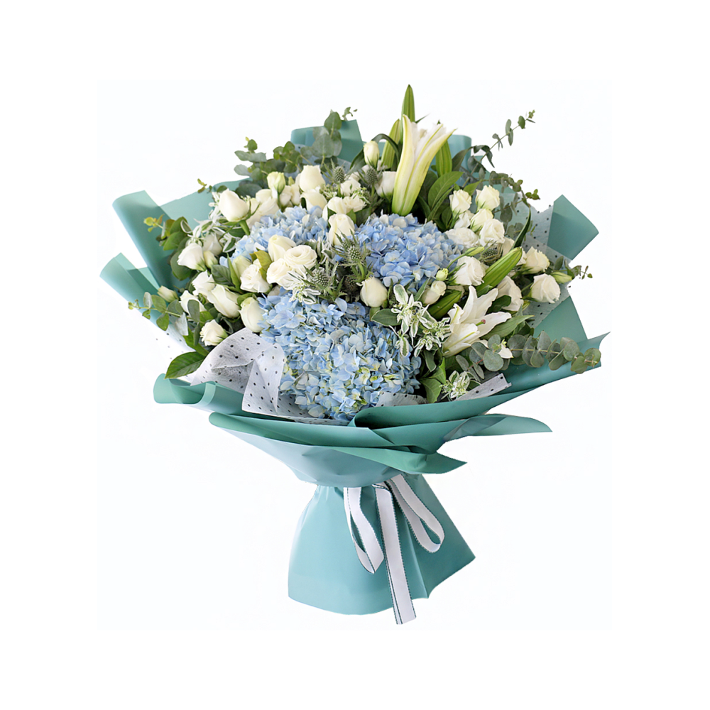 Le bouquet de fleurs « Grâce Azur »