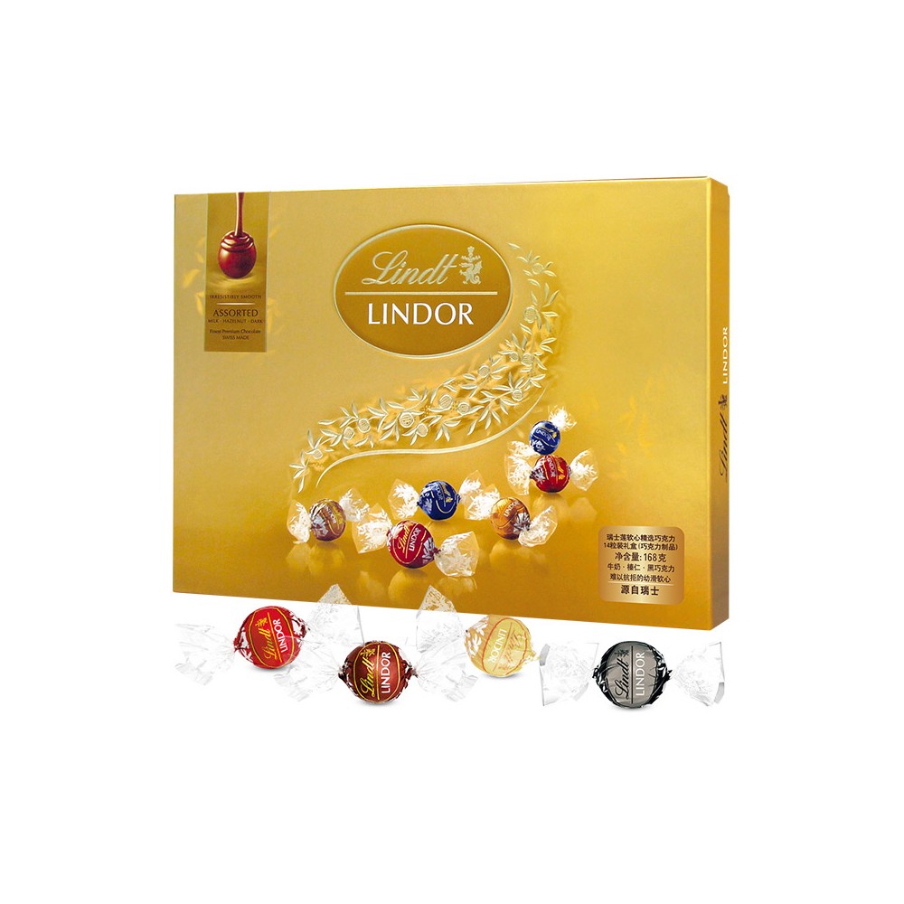 Lindt लिंडोर मिश्रित चॉकलेट उपहार बॉक्स 168 ग्राम