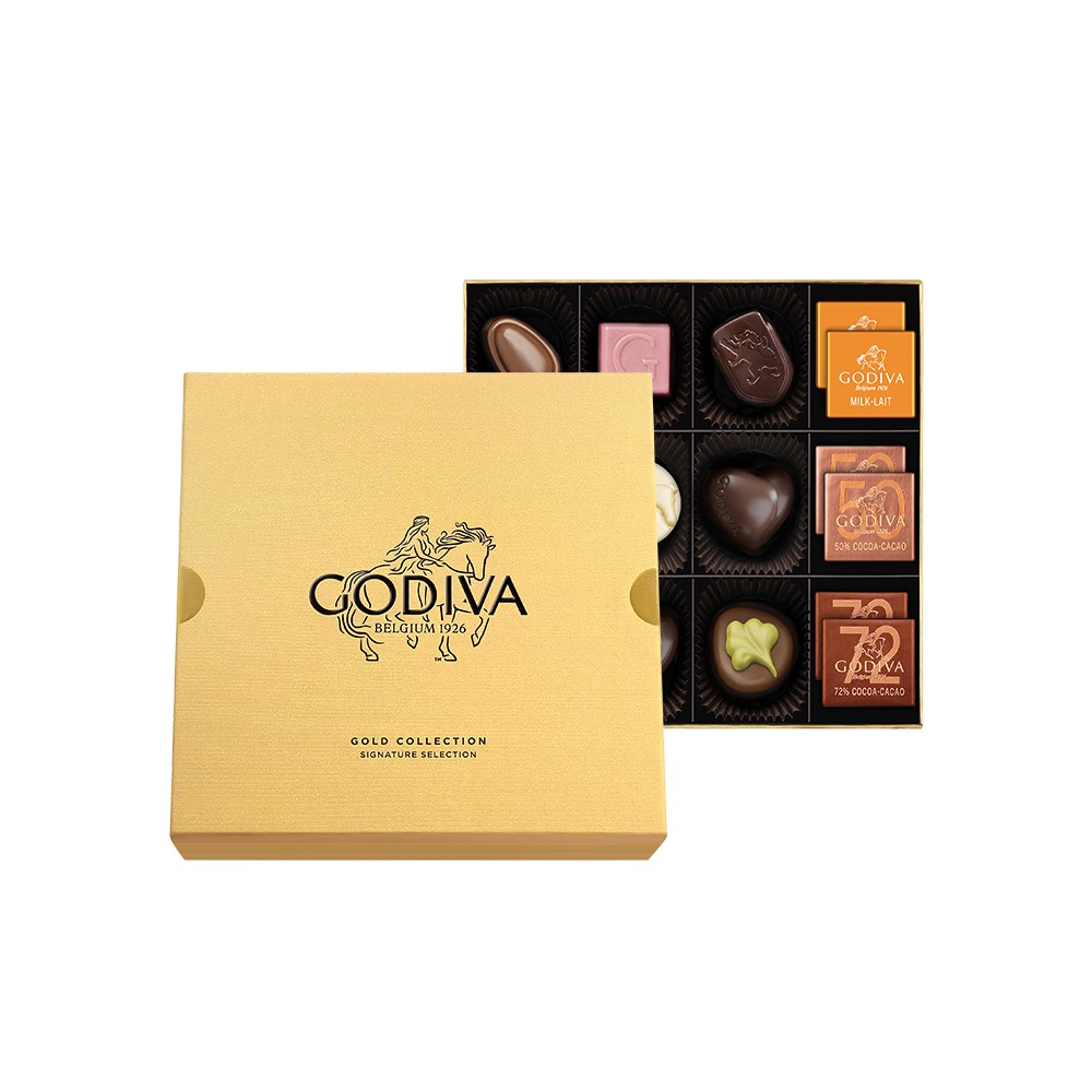 Caixa de presente de chocolates Godiva Gold Collection com 15 unidades
