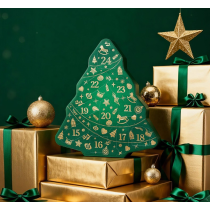 Caixa de presente de chocolates Godiva em formato de árvore de Natal