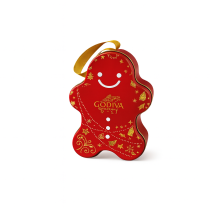 Caja de regalo de bombones Godiva con forma de hombre de jengibre navideño