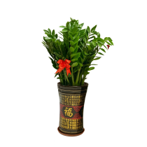 Pot en porcelaine vert gemme de Zanzibar avec inscription « 福 » (Bonne fortune)