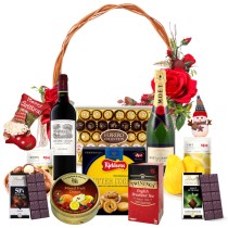 Deluxe Christmas Champagne & Gourmet Gift Basket