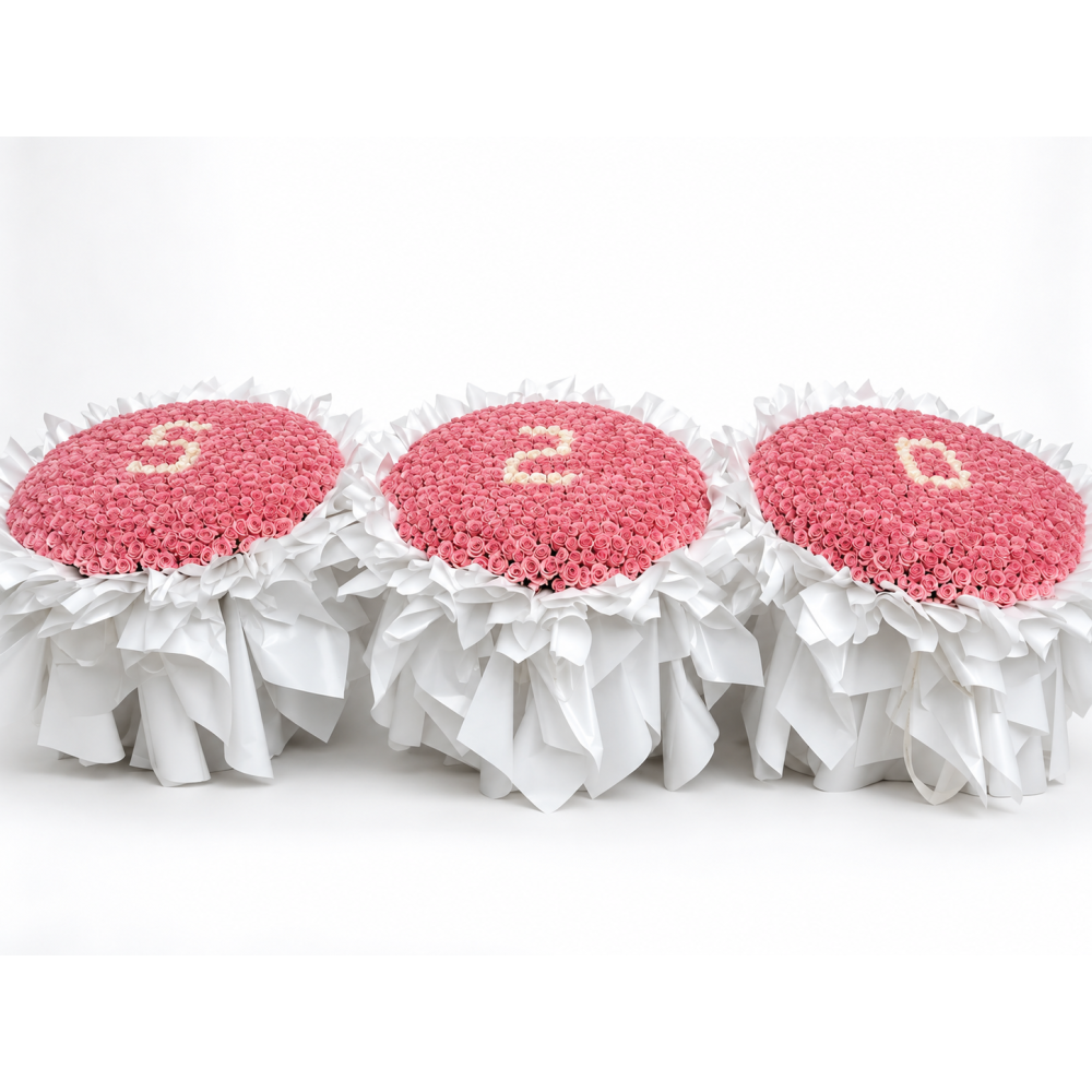520 I Love You — Luxury Pink Rose Bouquet Trio