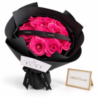Strauß aus 11 magentafarbenen Rosen „Kühne Eleganz“