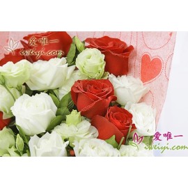 Send a bouquet of red roses and white roses to China.