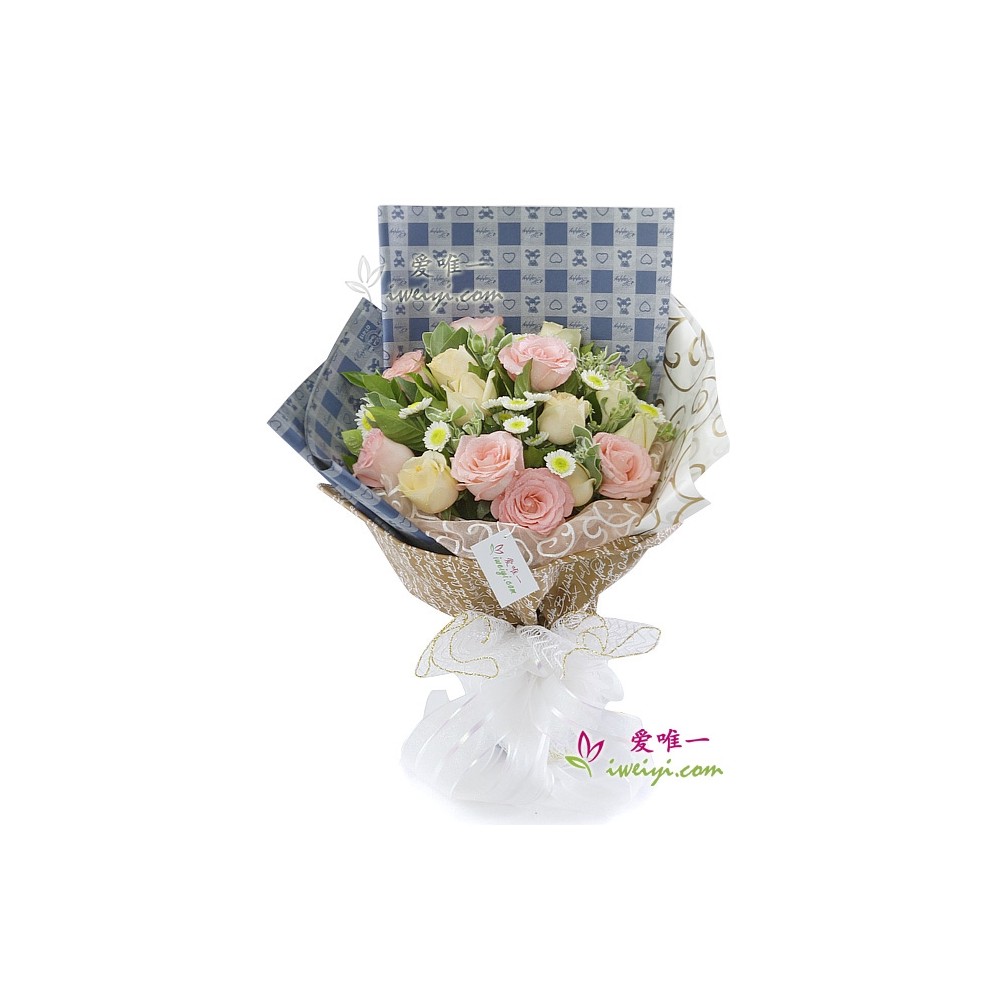 korean mesh floral wrapping rose bouquet